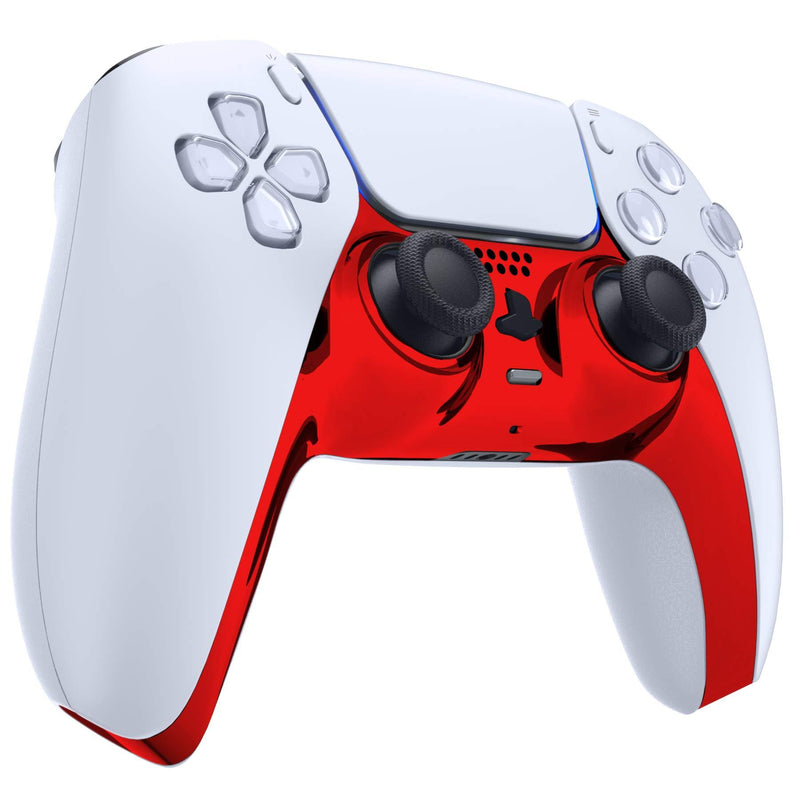 eXtremeRate Chrome Red Glossy Decorative Trim Shell for PS5 Controller, DIY Replacement Clip Shell, Custom Plates Cover for Playstation 5 Controller w/Accent Rings - Controller NOT Included