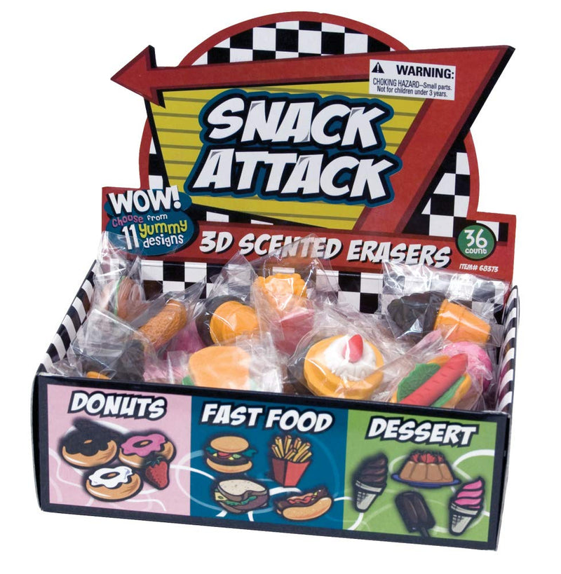 Raymond Geddes Snack Attack 3D Scented Eraser Display, 36 Pack (68373)