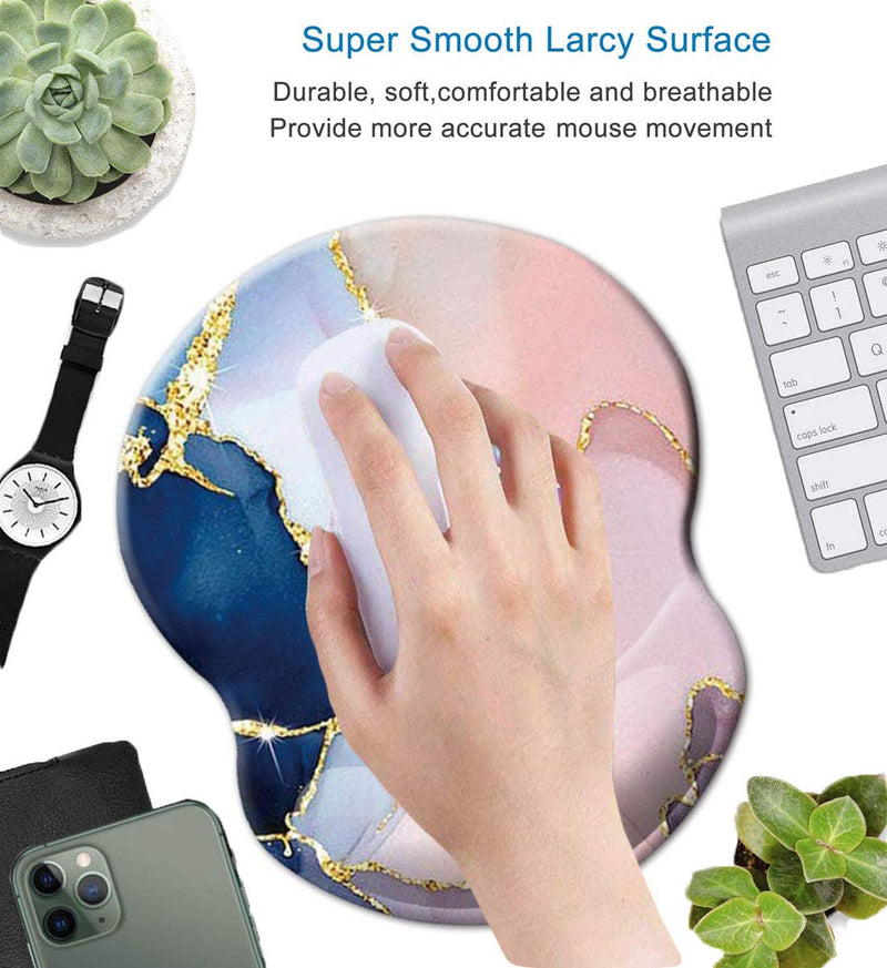 Mouse Pad with Wrist Support, Non Slip Mousepad Wrist Rest for Office, Computer, Laptop & Mac- Durable & Comfortable & Lightweight Ergonomic Support Mouse Mat (Pretty Marble-Wrist) Pretty Marble-Wrist