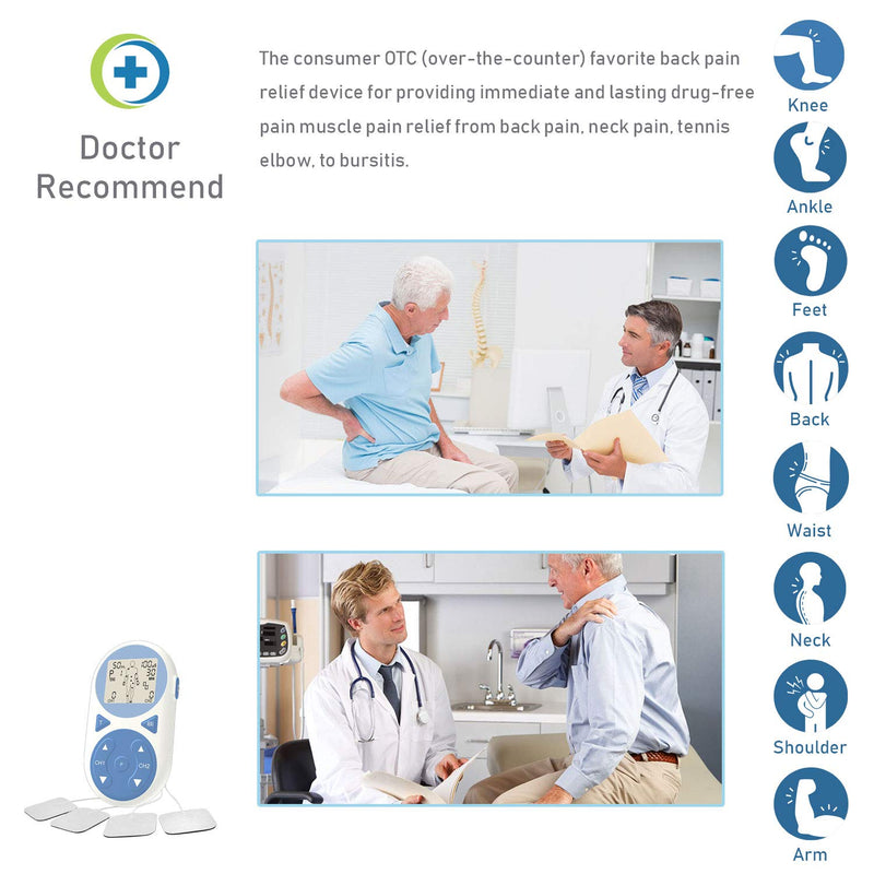 TENS Unit Muscle Stimulator EMS Pulse Massager 2020 Upgrade 3-in-1 Combination with Independent 2 Channels, 32 Preset&2 Manual Modes Professional Handheld Electrotherapy Device for Body Pain Relief