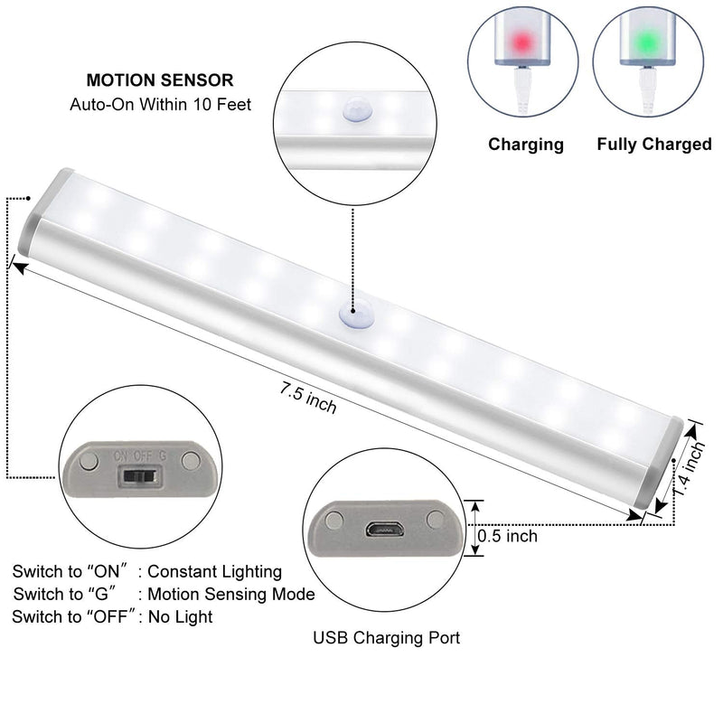 LEPOTEC 20 LED Under Cabinet Kitchen Lighting Battery Powered Lights, Wireless Under Counter Light, Closet Lights, Night Light Hallway Light Stairs Lights,LED Motion Sensor Light (1 Pack)