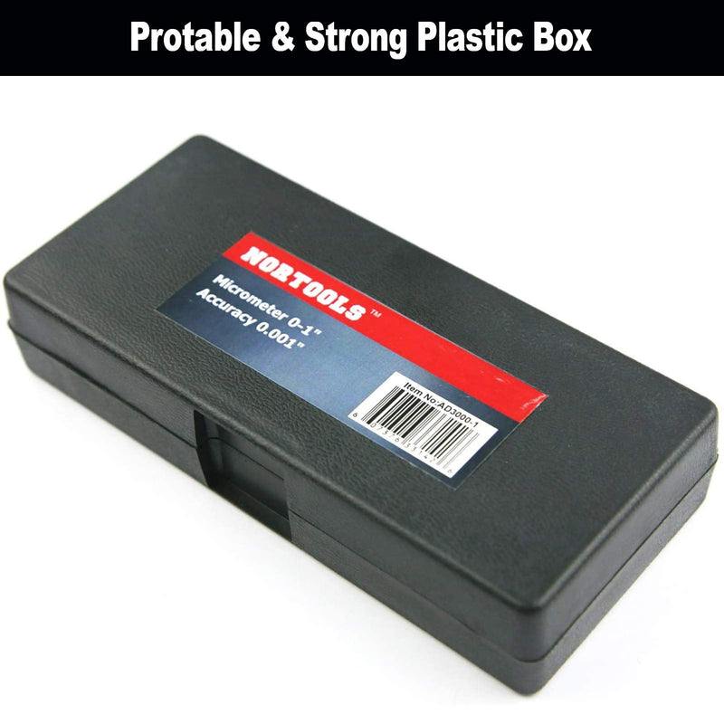 Nortools Outside Micrometer, Ratchet Stop, Lock Nut 0-1" /0.001" Precision Machinist Tool