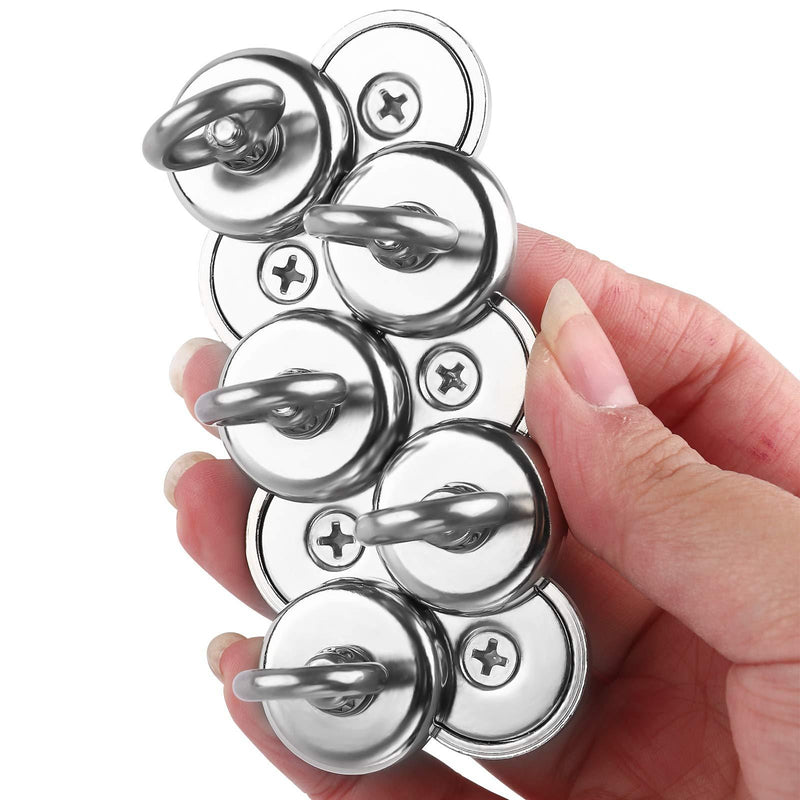 DIYMAG Magnetic Hooks, 40 lbs(18 KG) Pulling Force Rare Earth Magnetic Hooks with Countersunk Hole Eyebolt for Home, Kitchen, Workplace, Office and Garage, Pack of 10, Silver, DIY-NJ25-10P 40lbs Magnetic Hooks