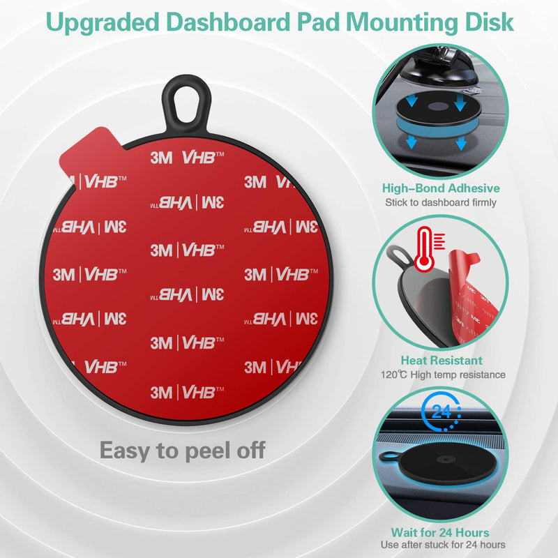 Dashboard Pad Mounting Disk for Suction Cup, 95mm 3M VHB Adhesive Disc Suction Sticky Pads for Dash Camera Car Mount, Windshield Phone Holder Base, GPS Navigation, Auto Tablet Bracket 2 Pack