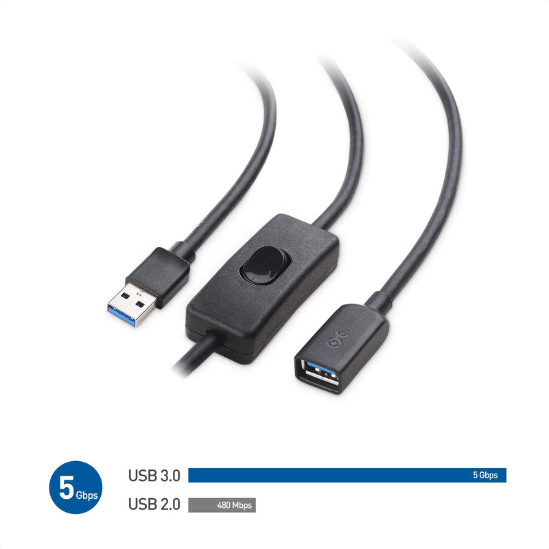 Cable Matters USB 3.0 Extension Cable with On Off Switch 6 ft, Support Data and Power (USB 3.0 On Off Switch/USB On Off Switch)
