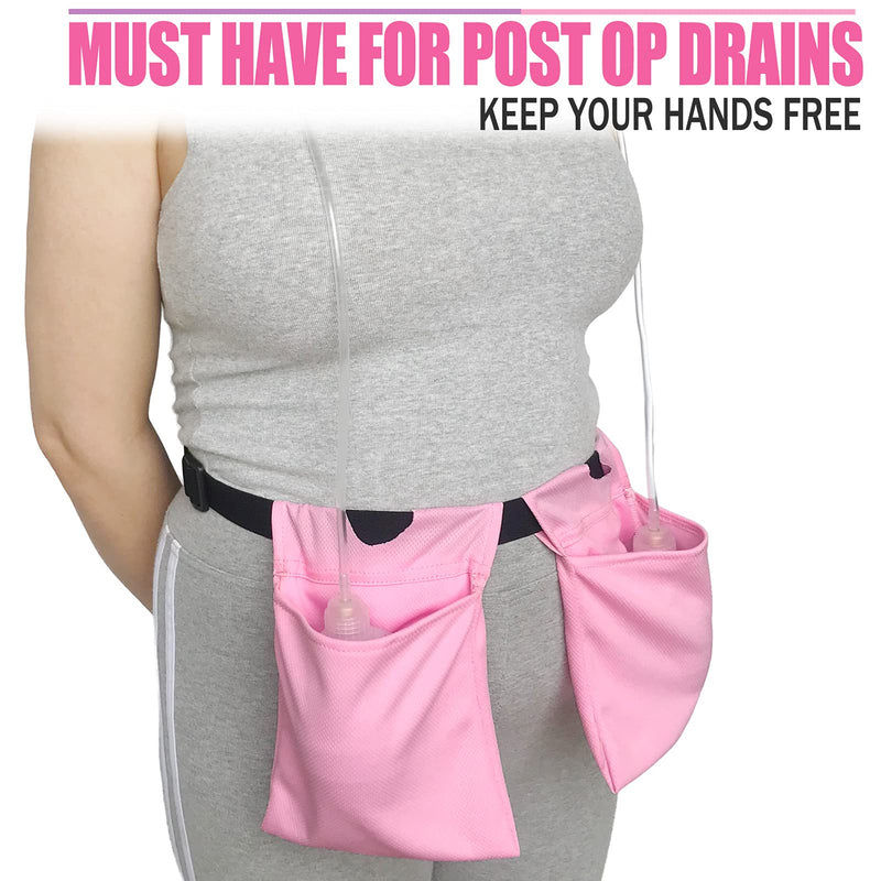 Mastectomy Drain Holder Pouches Large Capacity, Movable Drainage Pockets Stretchy for Breast Reconstruction/Abdominal/Explant/Tummy Tuck, Post JP Drains Management, Pink 1 Count (Pack of 1) Dwaist