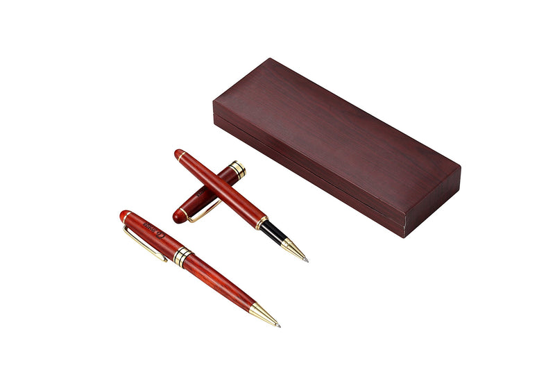 SHALORY Rosewood Gift Pen Set - 2pcs Classy Wooden Pen for Signature Executive Business Graduation - Gift Boxed with 2 Extra Refills