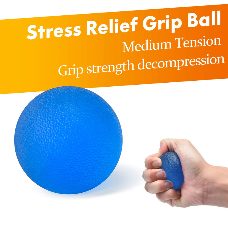 IMENSEAS Hand Grip Strengthener 7 Pack Adjustable Hand Gripper, Finger Stretcher Resistance Extensor Bands, Finger Exerciser, Grip Strength Ring & Stress Relief Ball for Athletes & Musicians Blue