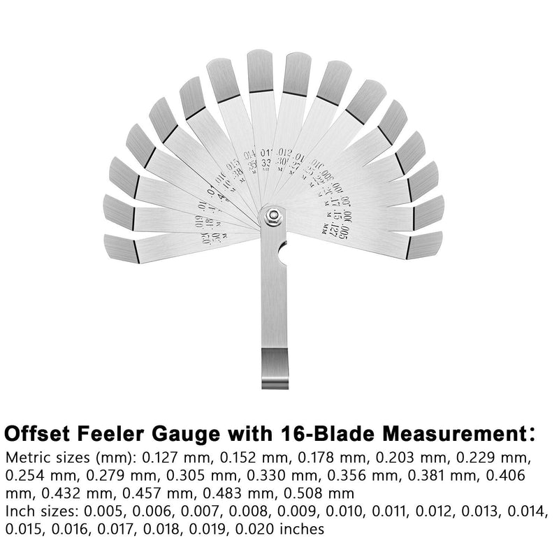 2 Pieces Steel Feeler Gauge Dual Marked Metric and Imperial Measuring Tool (32 Blades Feeler Gauge, 16 Blades Feeler Gauge) 32 Blades Feeler Gauge, 16 Blades Feeler Gauge