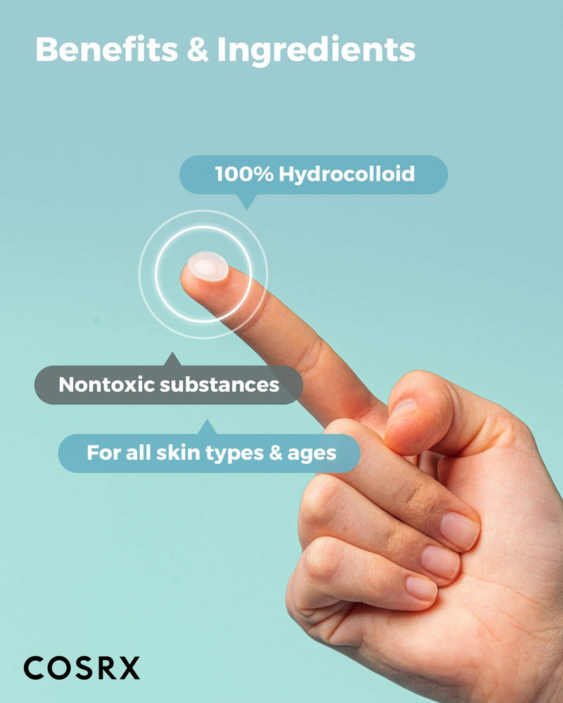 COSRX Acne Pimple Patch (96 counts) Absorbing Hydrocolloid Spot Treatment Fast Healing, Blemish Cover, 3 Sizes