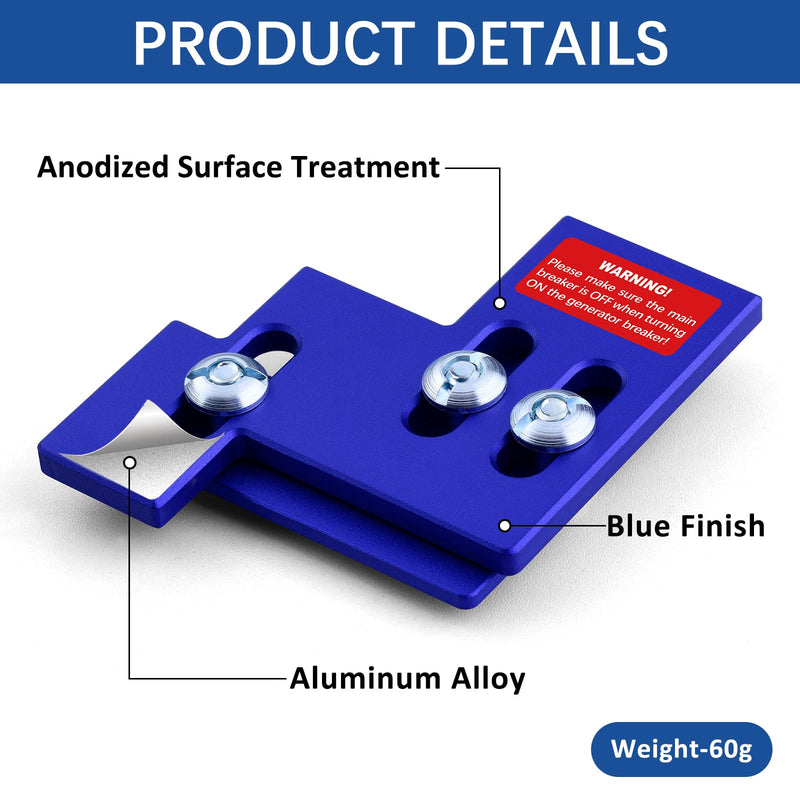 LATING Anodized Generator Interlock Kit for Main Square D QO or Homeline 100 or 125 Amp Electrical Panels with 3/4 to 7/8 Inches Spacing, Blue
