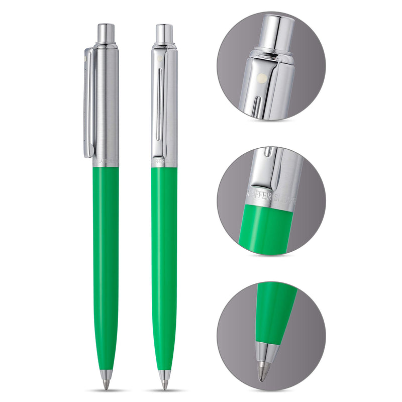 Sheaffer Sentinel Bright Green Ballpoint Pen with Brushed Chrome Cap