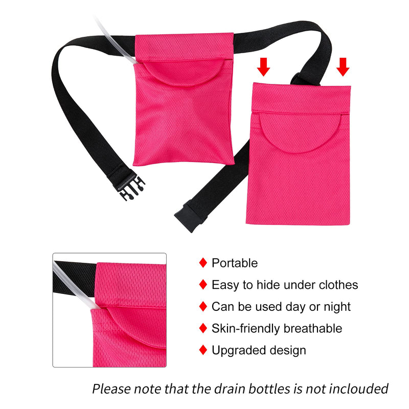 SUCONBE Adjustable Mastectomy Drain Holder Drainage Pouch with Shower Bag for Breast Surgery Mastectomy Breast Reduction Augmentation Post-Surgery Recovery Support Patient Care Kit (Rose red)