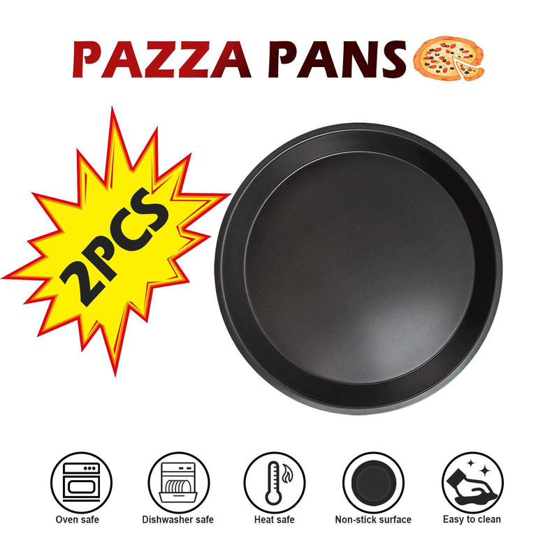 Kslong 2pcs Metal Pizza Plate For Oven Round Bake model Pizza Shop Diy Baking Tools Non-stick Cake Chassis Bakeware Pans(8inch) 8inch