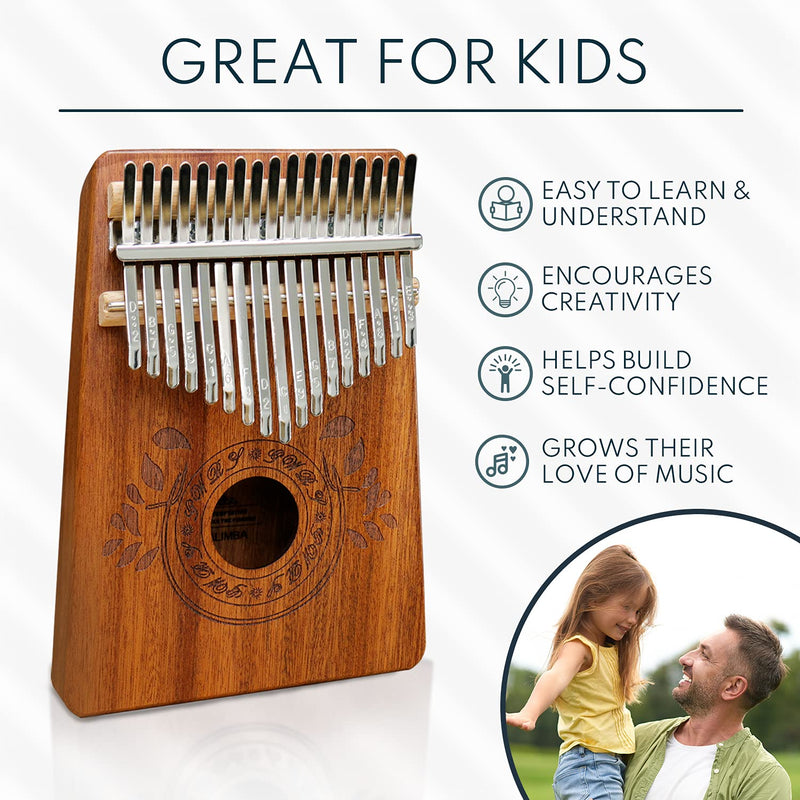UNOKKI Kalimba Thumb Piano - Kalimba 17 Key Musical Instruments w/ Kalimba Song Book Instructions, Tuning Hammer & More! Thumb Piano for Kids & Adults - Easy to Learn Finger Piano Music (Light Brown) Light Brown