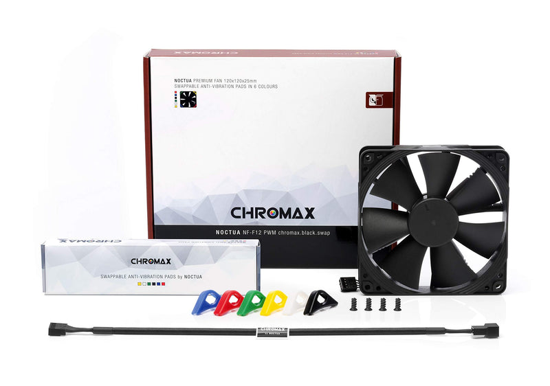 Noctua NF-F12 PWM chromax.Black.swap, Premium Quiet Fan, 4-Pin (120mm, Black)
