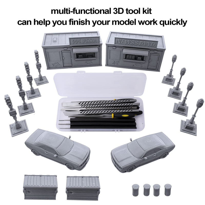 Pro Grade 3D Printing Tools Kits,Sharp high Manganese Steel 3D Printing Spatula Set,Deburring Tool Knife,Including Tool Box,Works on Metal,Resin,PVC and 3D Print Plastic Edges,Resin Art(Multi-Purpose)