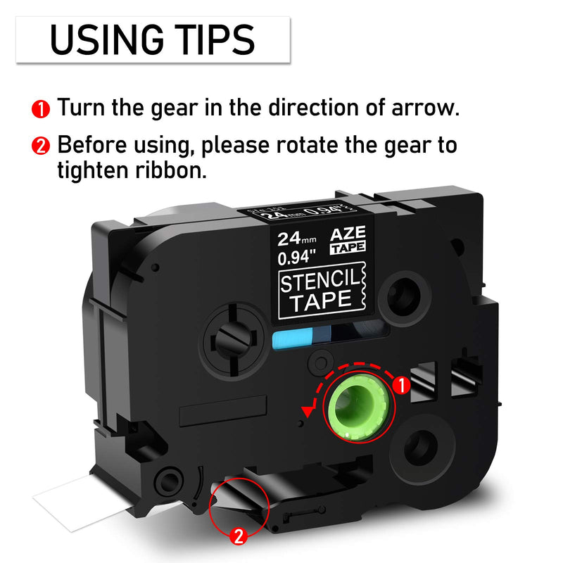 GREENCYCLE Compatible for Brother STE 151 0.94" (24mm) x 3m Mobile Solutions Stencil Label Tape for PT-D600 PT-P700 PT-P750W PT2730 PT-2430PC, PT9600, PTH500LI, PTP710BT, Black on Clear,1 Pack 0.94" (24mm)