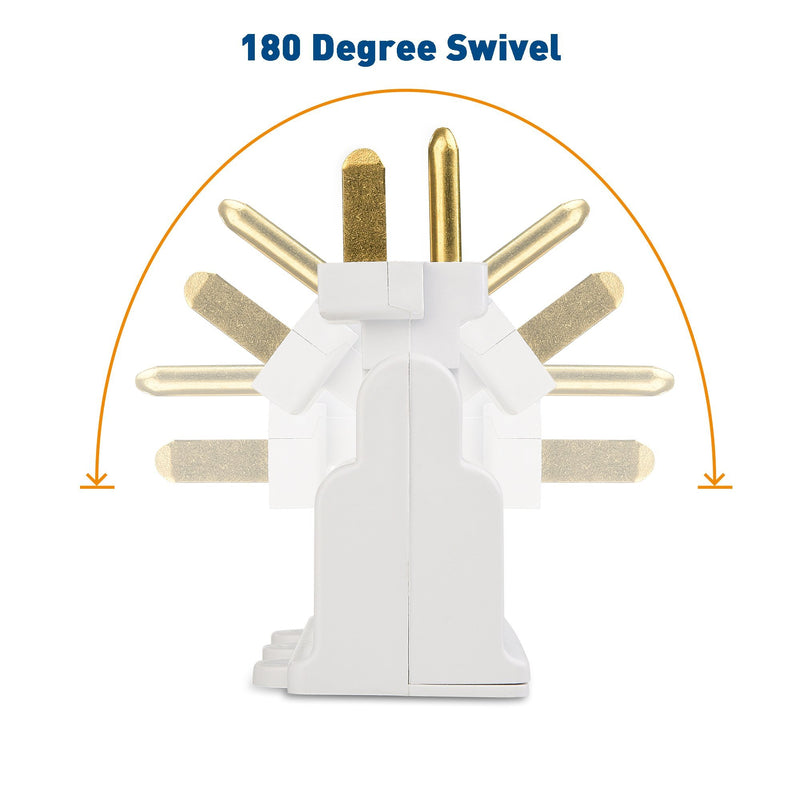 [UL Listed] Cable Matters (2-Pack) 3-Outlet Grounded 180 Degree Swivel Wall Tap, Swivel Outlet