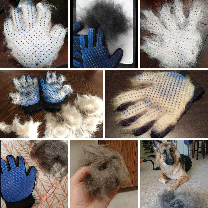 [Upgrade Version] Pet Grooming Glove - Gentle Deshedding Brush Glove - Efficient Pet Hair Remover Mitt - Enhanced Five Finger Design - Perfect for Dog & Cat with Long & Short Fur - 1 Pair 1 Pair (Blue) - Upgrade Version