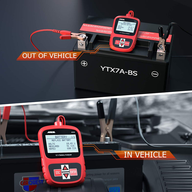 ANCEL BST200 Car Battery Tester 12V 100-1100 CCA Automotive Bad Cell Load Test Tool Digital Analyzer Tester for Car Truck Motorcycle SUV Boat and More