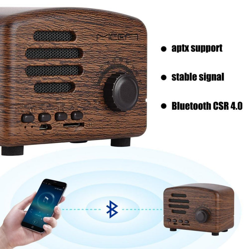 fosa Wireless Bluetooth Speaker, Retro Portable Wooden Desktop Speaker Bass Stereo FM Radio Support USB TF Card for Travel, Home, Beach, Bathroom, Outdoors(Rose Wood)