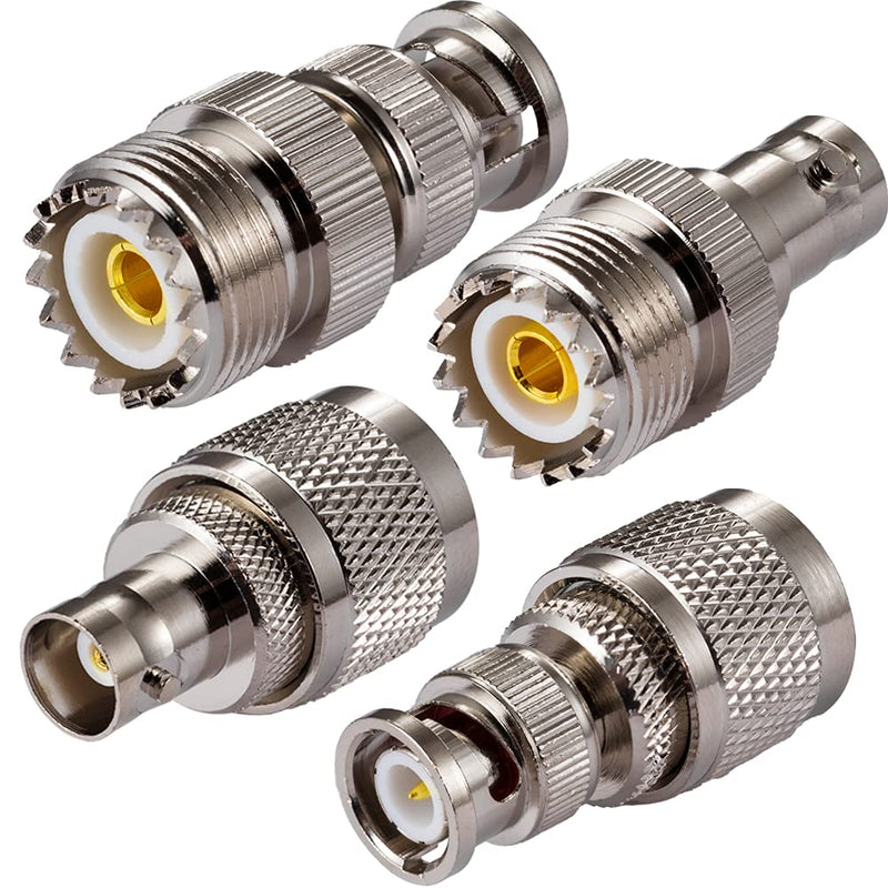 POBADY CB Radio Adapter SO239 PL259 UHF to BNC Antenna Adapter 4 kit for CB Antenna CB Aerial Ham Radio Walkie Talkie Handheld Radio Two Way Radio Wireless LAN Devices UHF to BNC 4 Kit