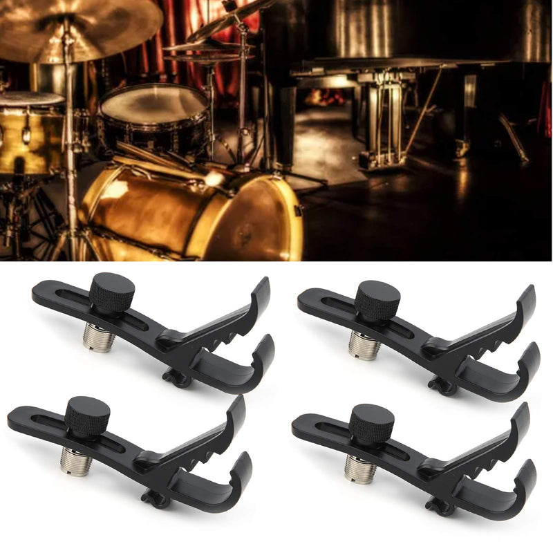 Drum Microphone Clip, 4Pcs Microphone Drum Mount, Drum Rim Mic Clips, Drum Microphone Clamp, Shockproof Drum Microphone Securing Clip Musical Instrument Supplies