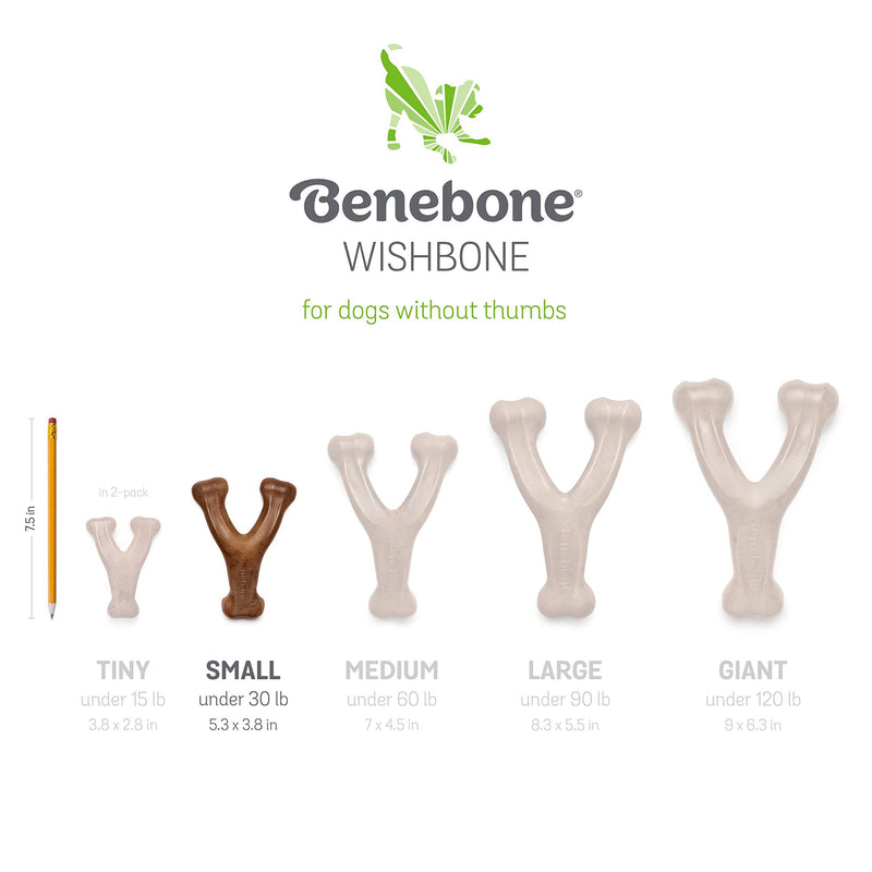 Benebone Real Bacon Durable Wishbone Dog Chew Toy for Aggressive Chewers, Made in USA Small