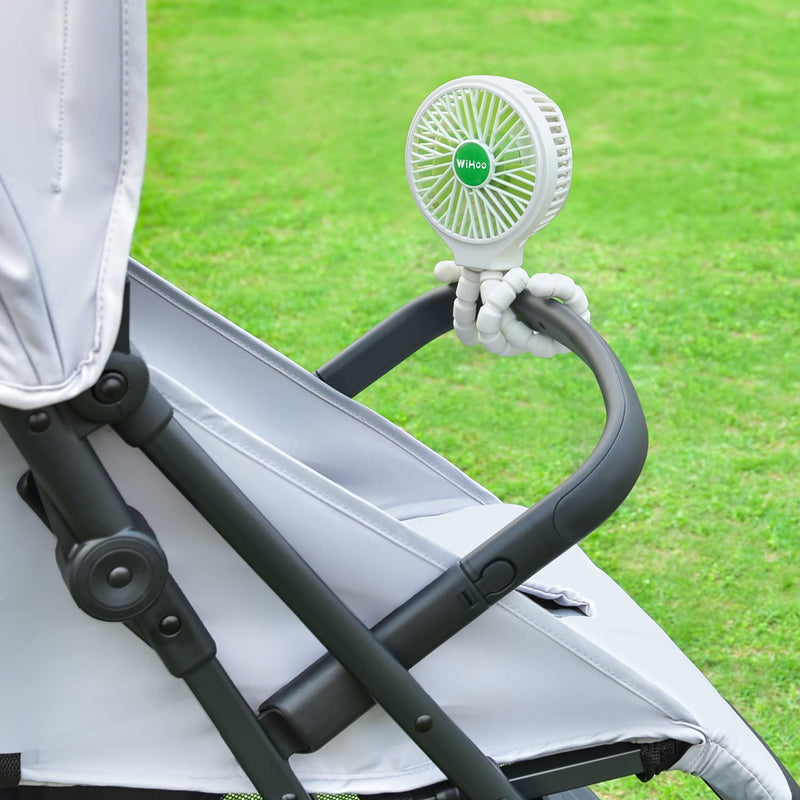 WiHoo Stroller Fan Clip On for Baby 5200mAh Battery Operated Fan Portable Fan Rechargeable Mini Handheld Car Seat Fan Small USB Desk Personal Fan for Stroller Accessories/Crib/Camping/Traveling White