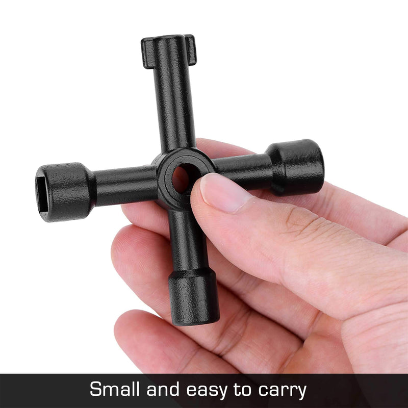 HAUTMEC 4 Way Multi-functional Universal Cross Key Zinc Alloy Plumbers Electricians Valve Tools Black Keys, HT0099-SY Black Key