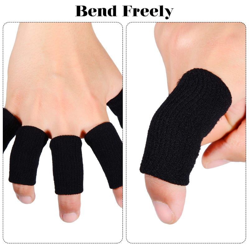 Civaner 12 Finger Sleeves Sports Finger Cots Breathable Elastic Finger Straps Joint Compression Protectors for Sport Relieve Painful Compression Pressure Protector (Black) black