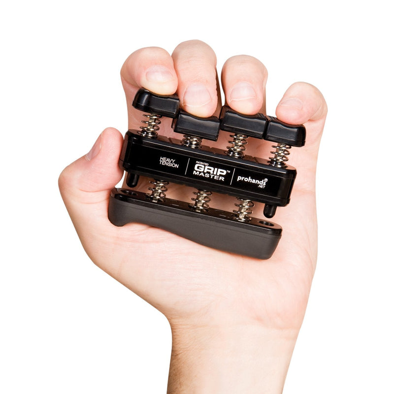 PROHANDS Gripmaster Hand Exerciser, Finger Exerciser (Hand Grip Strengthener), Spring-Loaded, Finger-Piston System, Isolate & Exercise Each Finger 9 lb (Heavy Tension) Black - Gripmaster