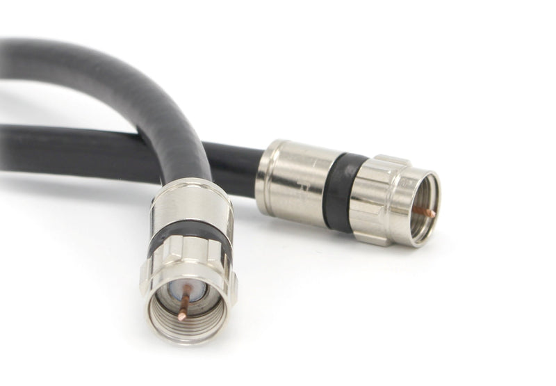 2' Feet, Black RG6 Coaxial Cable (Coax Cable) with Weather Proof Connectors, F81 / RF, Digital Coax - AV, Cable TV, Antenna, and Satellite, CL2 Rated, 2 Foot 2 Feet (0.6 Meter)