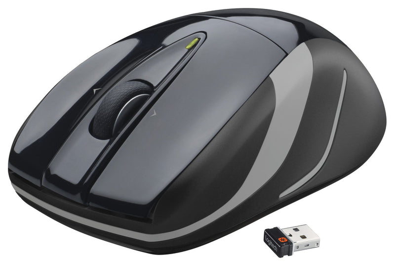 Logitech M525 Wireless Mouse â€“ Long 3 Year Battery Life, Ergonomic Shape for Right or Left Hand Use, Micro-Precision Scroll Wheel, and USB Unifying Receiver for Computers and Laptops, Black/Gray Standard Packaging