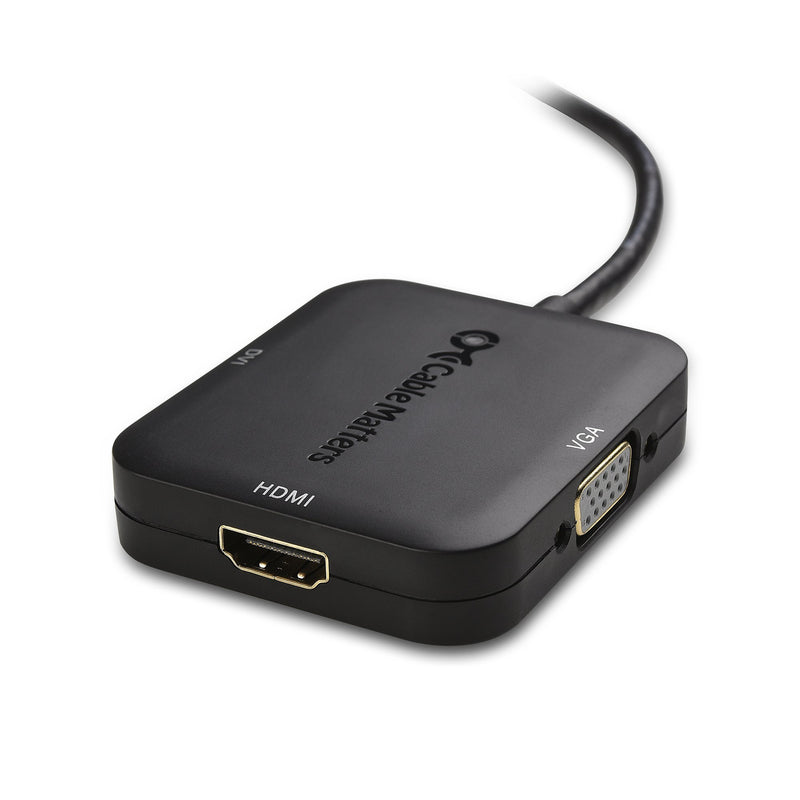 Cable Matters Mini DisplayPort to HDMI Adapter with VGA and DVI 3-in-1 Adapter in Black - Thunderbolt and Thunderbolt 2 Port Compatible - Supporting 4K Resolution via HDMI