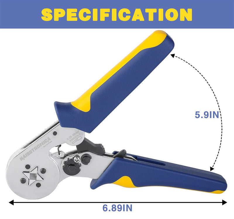 Ferrule Crimping Tool Kit,Haisstronica Self-Adjusting Square Wire Crimper Plier for AWG 23-7 with 1200PCS Red Copper Wire End Terminals,Sleeves Ferrule Ratchet Wire Crimping Tool-Wire End Ferrules 6-4 SET