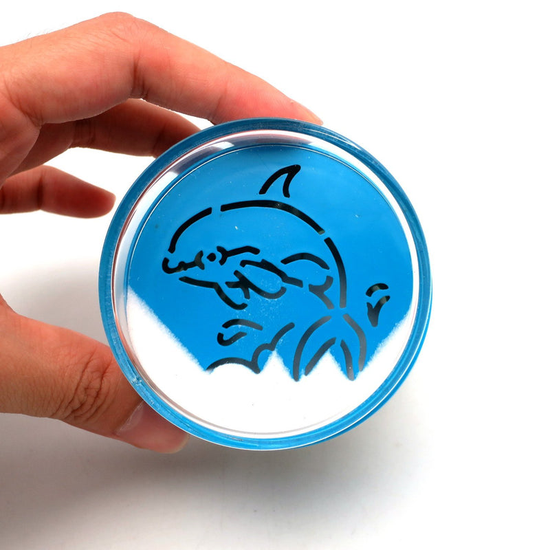 Canplow Sand Paperweight 2.5- inch Round, Flip Over to See Turtle & Dolphin Sand Pattern, Beach Sand Inside …