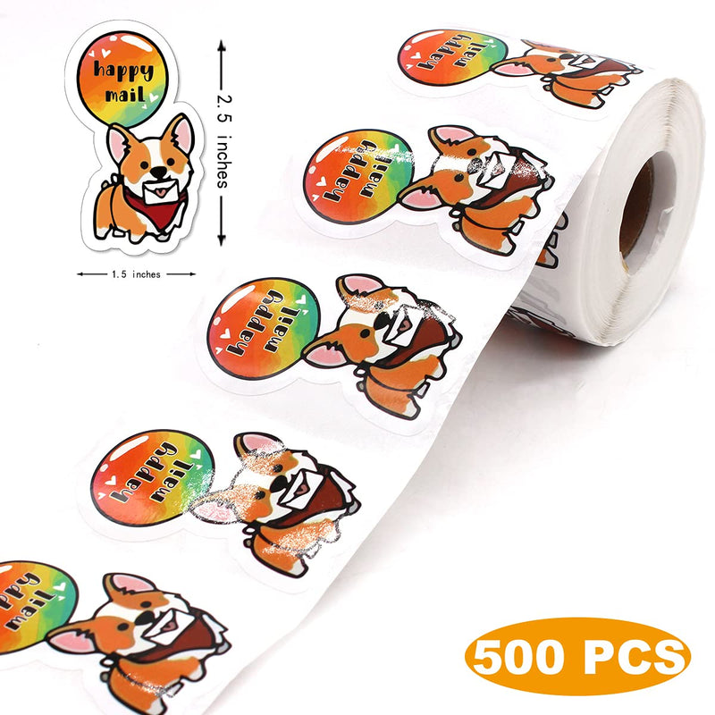 Muminglong 1.5 Inch Happy Mail Dog Sticker,Mail Carrier Sticker,Thank You Sticker, Small Business, Handmade Sticker,Packaging Sticker, 500 PCS