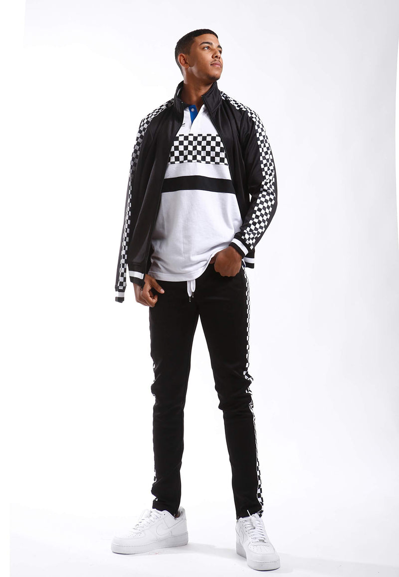 Screenshotbrand Mens Hip Hop Premium Slim Track Jacket - Side Taping Small F11854-black
