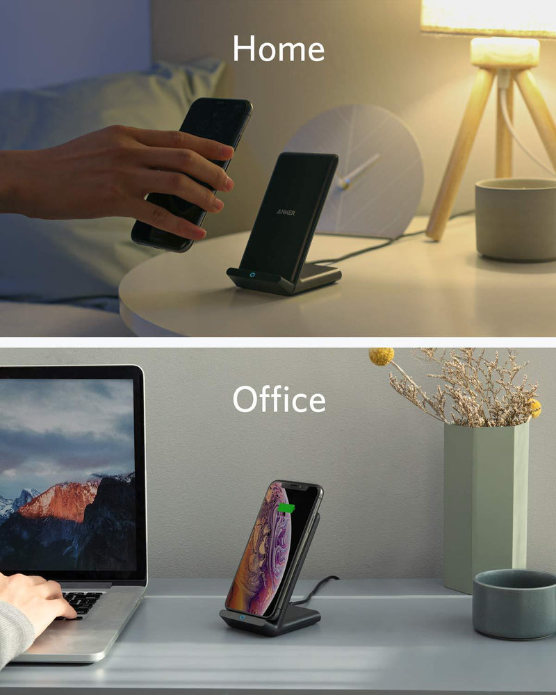 Anker Wireless Charger, 2-Pack PowerWave Stand Upgraded, Qi-Certified, Fast Charging iPhone 12, 12 Mini, 12 Pro Max, SE, 11, 11 Pro, 11 Pro Max, Galaxy S20 S10 S9 S8, Note 10 Note 9 (No AC Adapter) Black