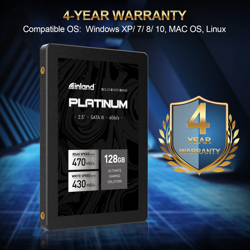 INLAND Platinum 128GB SSD SATA III 6Gb/s 2.5" 7mm TLC 3D NAND Internal Solid State Drive (128GB) Platinum-128GB