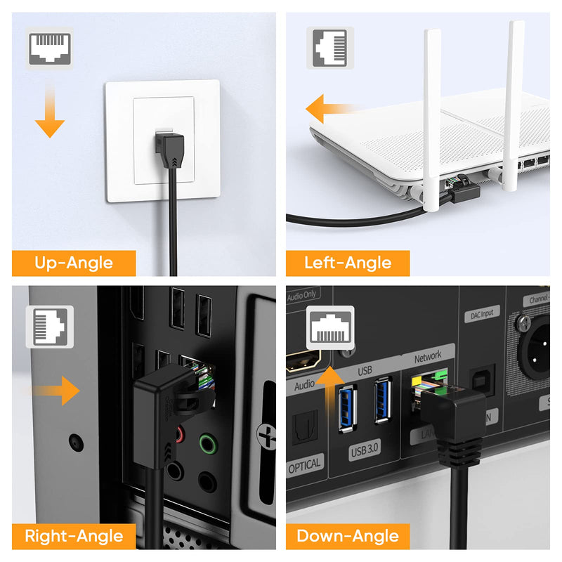 CableCreation CAT6 Ethernet Patch Cable RJ45 LAN Cable Gigabit Network Cord 90 Degree Upward Angled,Bandwidth up to 250MHz 1Gbps for PC, Router, Modem, Printer, Xbox, PS4, PS3-6 Feet,Black 6 Feet