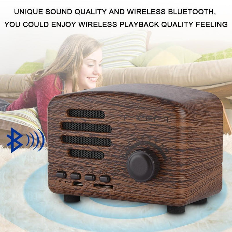 fosa Wireless Bluetooth Speaker, Retro Portable Wooden Desktop Speaker Bass Stereo FM Radio Support USB TF Card for Travel, Home, Beach, Bathroom, Outdoors(Rose Wood)