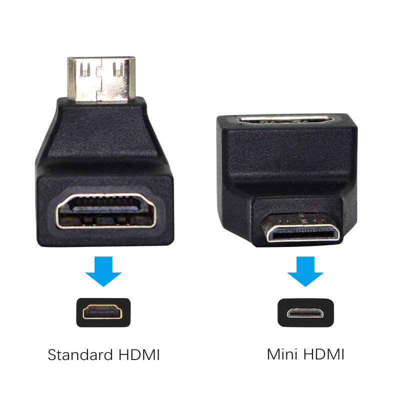Mini HDMI Adapter,Right Angle 90 Degree Mini HDMI to Standard HDMI Connector Support 4K 1080P, YOUCHENG for Cameras, Computers, Projectorsï¼ˆ2-Packï¼‰