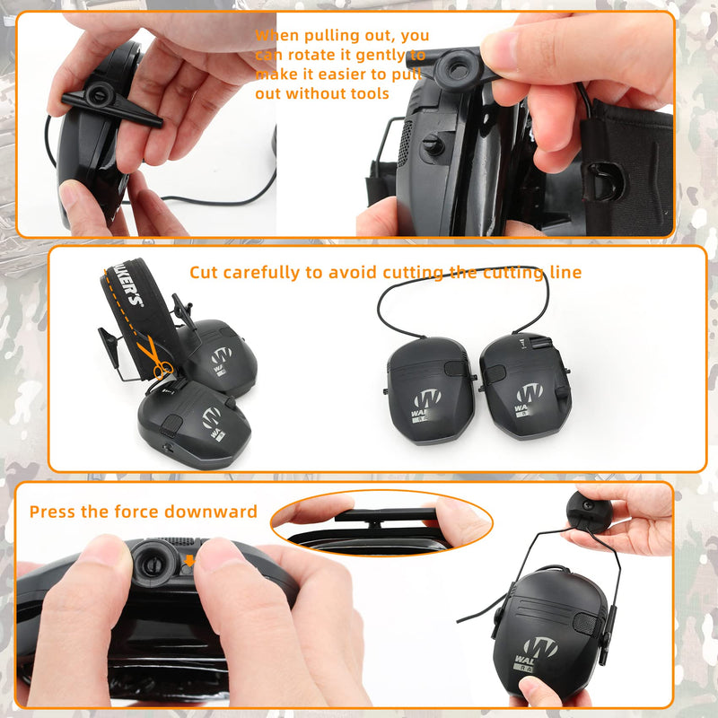 ARC Rail Adapters Accessories for Walker Electronic Earmuffs,1Pair Black Mounting Adapter