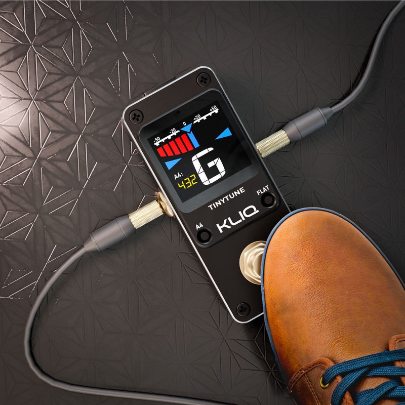 KLIQ TinyTune Tuner Pedal for Guitar and Bass - Mini - Chromatic - with Pitch Calibration and Flat Tuning (Power Supply Required)