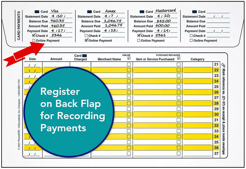 Credit Card Spending Envelopes. Large Envelopes with Ledger to Record & Track Purchases. Stores Receipts. Matches Receipts & Purchases to Charges on Monthly Statements. Budget Organizer. 12/Pack.