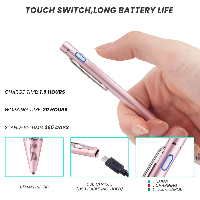 Pencil for Samsung Galaxy Tab A7 Stylus, Rsepvwy Active Digital Stylus with 1.5mm Ultra Fine Tip Stylus Pen for Samsung Galaxy Tab A7,Pink