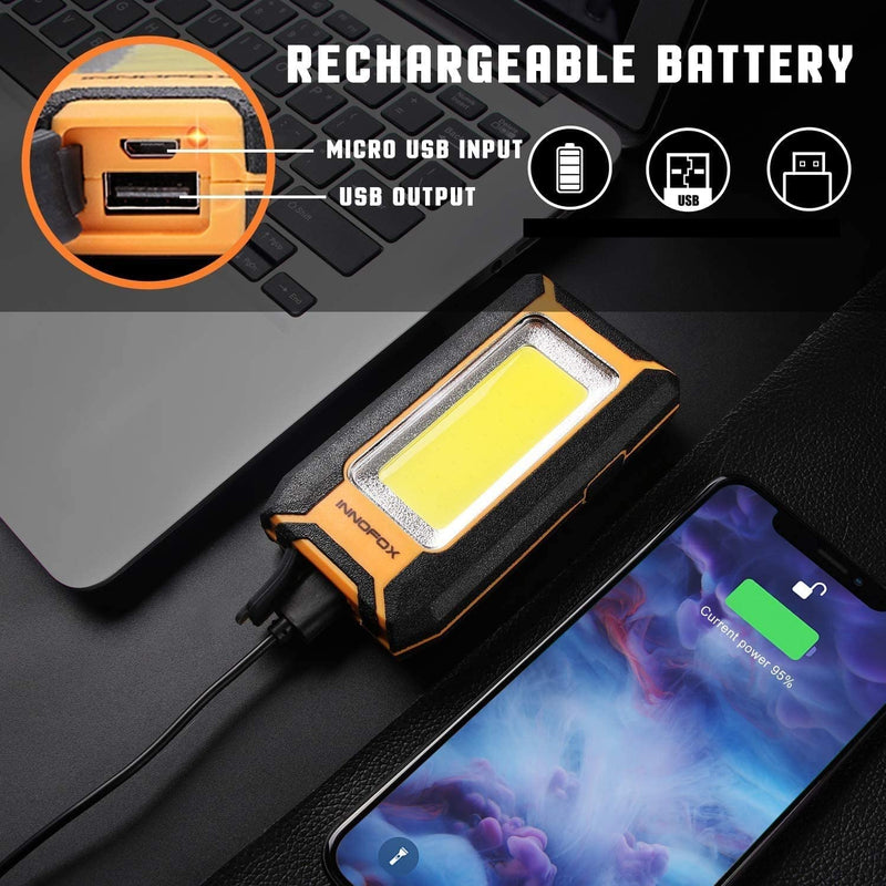 2pack LED Rechargeable Magnetic Work Light 40W 1500Lumens, Hanging Hook 3 Lighting Modes, Job Site Lighting for Car Repairing, Camping, Working, and Hurricane